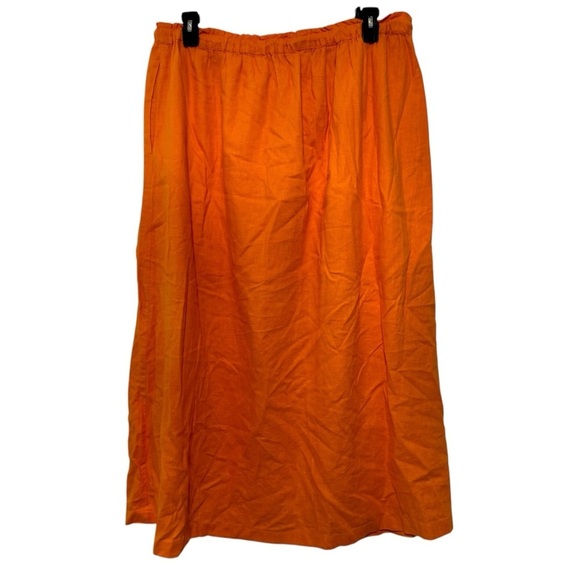 Abercrombie & Fitch linen cotton blend midi skirt with slit XL orange NWT - Picture 6 of 8